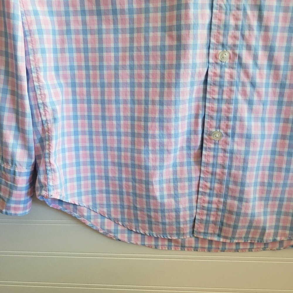 Vineyard Vines Tucker Shirt Mens Small Blue Pink Check Classic Fit Cotton Preppy - Picture 2 of 12